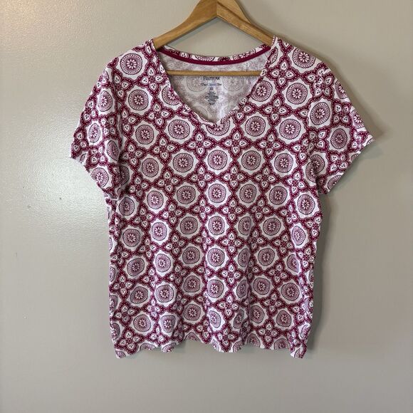 Croft & Barrow Classic Tee Pink Medallion Short Sleeve Shirt Sz XXL - Picture 1 of 6